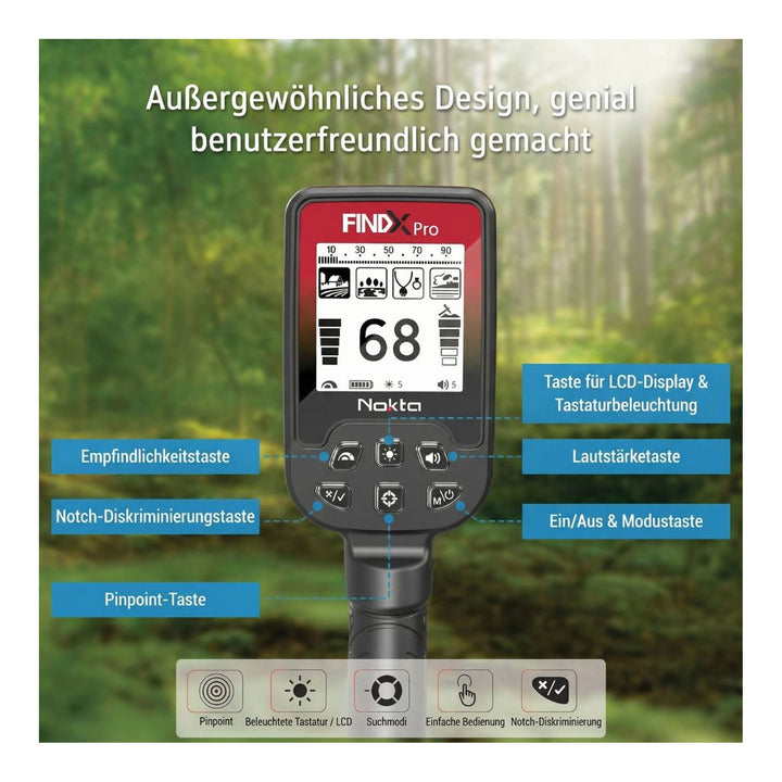 B-Ware Nokta FINDX PRO Metalldetektor (leichte Gebrauchsspuren)